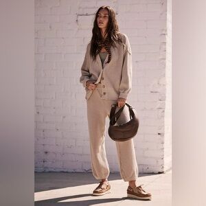 Free People Beach (FP Beach) Size S Hailee Knit Sweater Jogger Pants - Beige